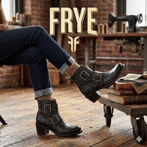 Frye Vicky Double Buckle Engineer Ankle Boots
